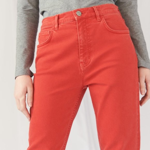 NWT Mih Jeans Mimi Vintage High Rise Raw Hem Red 24 - Picture 8 of 16